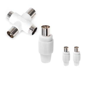 Connettore per antenna TV, 2 poli, design bianco, consente di collegare più dispositivi e migliorare la ricezione del segnale. - Product Image 1