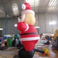 4m Grand modèle de dessin animé gonflable Père Noël Décorations de Noël gonflables géantes pour la publicité extérieure
