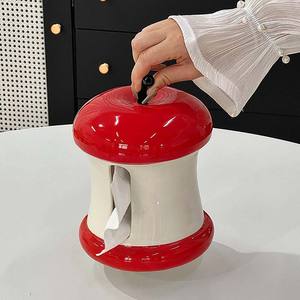 Boîte à mouchoirs en céramique multifonctionnelle de style Apple, processus d'électrodéposition, boîte à serviettes de bureau, nouveau style chinois - Product Image 1