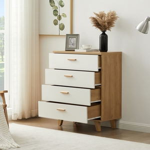 Cómoda con Múltiples Cajones, Moderna, para Dormitorio y Sala de Estar, <span class=keywords><strong>Madera</strong></span> Sólida, Duradera, Ecológica, Gabinete de Almacenamiento con 4 Cajones - Product Image 3