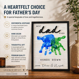 Ornement en bois personnalisable avec empreinte de main de papa, artisanat artistique découpé au laser, cadeau pour la fête des pères et souvenir familial - Product Image 3