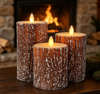 Ensemble de 3 bougies LED sans flamme en plastique, à piles, avec mèche mobile 3D réaliste et flamme vacillante