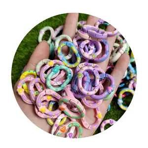 New Popular 100Pcs/Lot Colorful O Rings Keychain Snap Hook Clasps Metal Spring Gate Rings For Jewelry Making Supplier