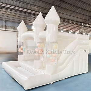 Nhà nảy bơm hơi màu trắng hiện đại với bóng bay lâu đài bouncy trắng với hồ bơi trượt cho sự kiện tiệc cưới - Product Image 4