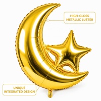 Décoration de fête du Ramadan, ballons gonflables en aluminium brillant et coloré, 18 pouces, lune et étoile EID Mubarak