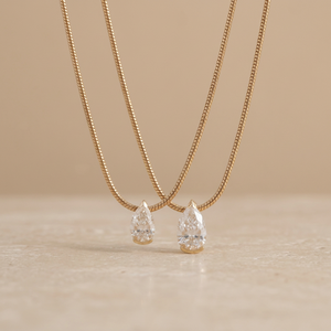 สร้อยคอเพชรทรงลูกแพร์ทองคำแท้ 18K พร้อมใบรับรอง GIA เพชรธรรมชาติสีขาว คลาสสิก เหมาะสำหรับผู้หญิง สวมใส่ได้ทุกวัน - Product Image 2