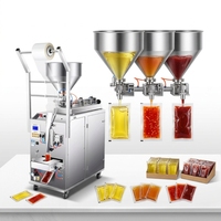 Multifunctionele volautomatische vulmachine voor chili, knoflook, honing, kleine zakjes olie, tomatensaus, en ketchup in zakjes.