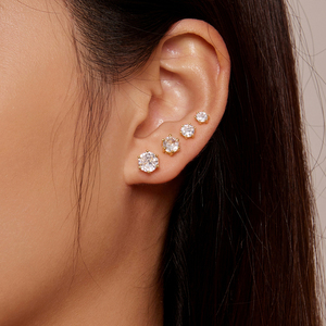925 Sterling Silver Shiny Zircon Stud Earrings Six Prongs Design Small <strong>Rose</strong> <strong>Gold</strong> <strong>Hoop</strong> for Women Wedding Fine Jewelry Gift BSE615 - Product Image 2