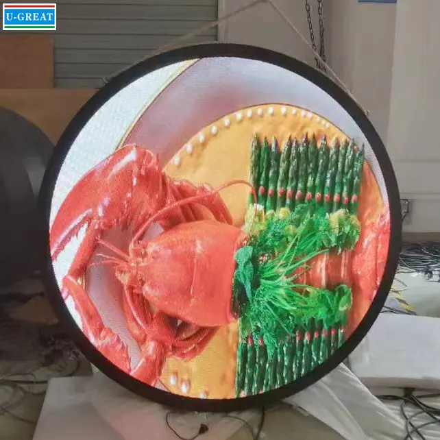High definition P6 6mm full color 1mm diameter double sided outdoor digital round led display