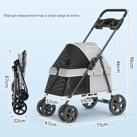 Poussette de jogging portable légère à 4 roues pour animaux de compagnie, chariot pour petits chiens et chats
