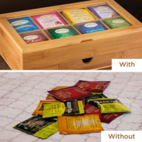 Organisateur de sachets de thé, cadeau de Noël, boîte à thé en bambou, boîte de rangement multifonctionnelle pour couverts, plateau en bois pour la cuisine, boîte de rangement pour sachets de thé