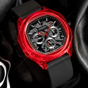 Groothandel Montre Reloj Transparente Plastic Band Skelet Transparant Horloge Voor Mannen