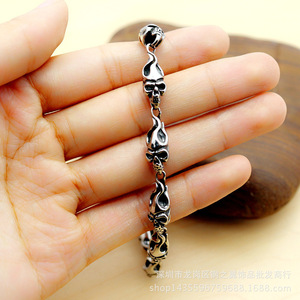 Pulsera de plata tibetana con diseño de calavera, joyería de moda unisex, diseño de esqueleto para hombres y mujeres, yunnique - Product Image 4