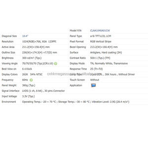 Module d'affichage LCM d'écran industriel CLAA104XA01CW d'origine neuf - Product Image 5