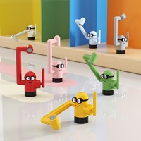 Robinet mélangeur multifonctionnel pliable en laiton blanc crème pour enfants, résistant aux éclaboussures, avec aérateur pliable pour salle de bain