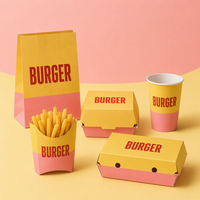 Boîte à sandwich personnalisée avec logo, écologique, pour restaurant, restauration rapide, hamburgers, frites, poulet frit, résistante à l'huile