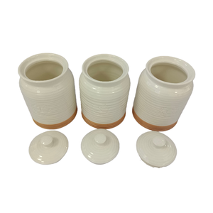 <span class=keywords><strong>Trio</strong></span> de bocaux en céramique blanche élégante avec joint en silicone pour affichage de comptoir de cuisine, de café ou de maison minimaliste - Product Image 6