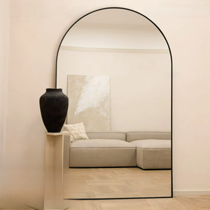 Wholesale <strong>Large</strong> Arched Full Length <strong>Mirror</strong> Factory Direct Black Frame <strong>Freestanding</strong> Floor <strong>Mirror</strong> for Bulk Order - Product Image 1