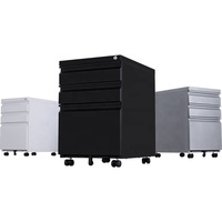 Classeur de bureau mobile à 3 tiroirs sous le bureau, petit meuble de rangement mobile en métal pour la maison, le bureau et les meubles de rangement