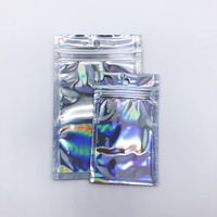 Sac en plastique refermable holographique personnalisé AG, imprimé, pour collations, biscuits, sac à fermeture éclair, qualité alimentaire, laser PE, jetable, sucettes, bonbons