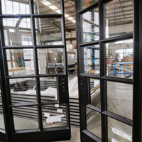 Système de fenêtres à transom en aluminium moderne avec portes à charnières, double vitrage, pour extension de patio, architecture de villa de luxe, vente en gros