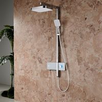 Ensemble de douche mural ultra-fin pour salle de bain à domicile avec pommeau de douche à touches piano, affichage numérique et capteur, finition Or Rose Brossé