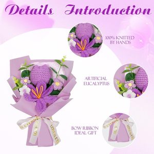 Bestseller: Bouquet di Fiori all'Uncinetto - Tulipani Realizzati per Regali di Laurea, Compleanno, Decorazione Casa (<span class=keywords><strong>Viola</strong></span>) - Product Image 2
