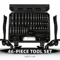 Jeu de clés à cliquet et douilles métriques de 50 pièces avec barre d'extension, outils à main en coffret rigide pour réparation automobile et jardinage (OEM)