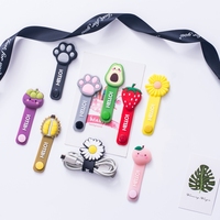 Organisateur de câbles créatif et mignon en PVC et silicone, motif fruits de dessin animé, pour filles, pour écouteurs, câbles de téléphone et de charge, avec clip de rangement