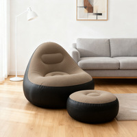 2026 Fauteuil inclinable gonflable individuel moderne avec dossier, en PVC floqué, style pouf, canapé de relaxation, pliable, avec rangement et pompe à pied