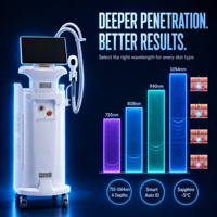 Système d'épilation au laser à diode de qualité commerciale à 4 longueurs d'onde (755 nm/808 nm/940 nm/1064 nm) avec 4 tailles d'application interchangeables et refroidissement par air