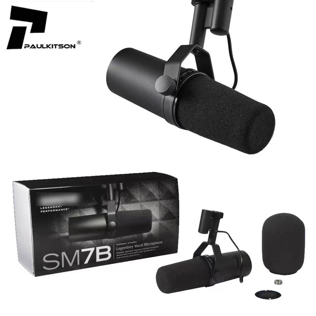 SM7B Dynamic Vocal Microphone Professional Studio Recording Podcasting Mic 20Hz-20kHz Frequency Response Mid/Cardioid Pattern