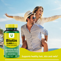 OEM ODM Suplemento Biotina Softgels Producto de belleza Soporte Cabello Piel Uña Crecimiento y recuperación para mujeres y hombres