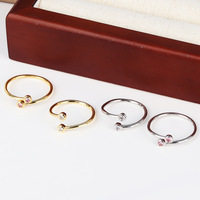 Nouvelle mode, bijoux en cuivre plaqué or 18 carats, anneaux de doigt ajustables, anneaux en cristal de zircon, anneaux à breloques en forme de cœur, pierres précieuses pour femmes