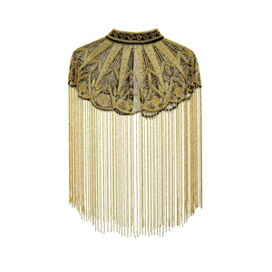 Chal de Lujo con Flecos y Cuentas Hechas a Mano, Capa India con Lentejuelas Pesadas y Borlas, Chal para Novia, Vestido de Noche, Bolero, Cubrevestido, Envolturas con Cuentas - Product Image 3