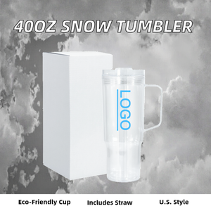 40oz Double Wall Coffee Tumbler with Pre-Drilled Hole Plastic Snow Globe <b>Cup</b> with Lid and Straw for Giveaways - Product Image 2