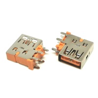 Prise USB 2.0 femelle à charge rapide 5A, 90 degrés, verticale, SMT, 5 broches, isolation orange, profil bas 2,0 mm