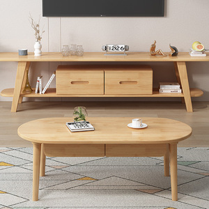 Solid Wood <b>Coffee</b> <b>Table</b> With Storage Japanese Style For Living Room <b>Small</b> Apartment TV Cabinet Balcony Use - Product Image 2