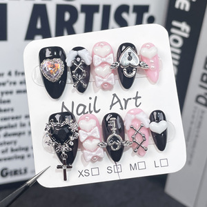 Nouveau produit lancé, <span class=keywords><strong>Ongles</strong></span> artificiels faits main en argent et aquamarine œil de chat, motif Océan Bleu irrégulier, pur artisanat - Product Image 3