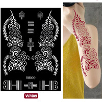 Autocollants de tatouage de mandala rouge brunâtre personnalisés-Art corporel sexy pour femmes, henné temporaire pour les mains et les doigts