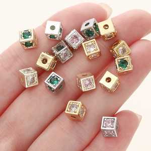 18k Gold Plated Square Cubic Zirconia <b>Spacer</b> Beads For Bracelet Making DIY Jewelry Accessories - Product Image 3