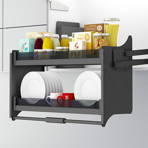 Tirer vers le bas étagère de levage ascenseur cuisine armoire de stockage de légumes panier panier verre <span class=keywords><strong>Double</strong></span> couche retirer ascenseur panier - Product Image 5