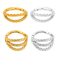 Cincin Hidung & Paku Hidung Baja Anti Karat 316 Seamless Hinge Twist Warna Emas dan Perak dengan Zirkon, Hadiah Pertunangan & Pernikahan