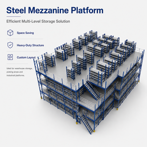 Étagères de mezzanine robustes à double zone de stockage, protection contre la corrosion, étagères inférieures multiples, plateforme supérieure en acier pour petites marchandises - Product Image 2