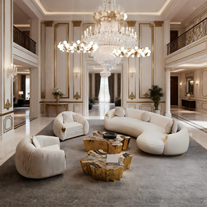 Ensemble de salon de luxe en tissu <span class=keywords><strong>nubuck</strong></span> de conception italienne, avec <span class=keywords><strong>canapé</strong></span> en laiton pour la maison - Product Image 1