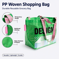 Sac en polypropylène tissé recyclé, sac fourre-tout laminé personnalisé, sac de courses réutilisable en plastique avec logo, sac de courses imperméable en polypropylène