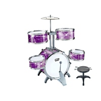 5-piece Large Colorful Lightweight Plastic Kids Drum Set, Jazz Percussion Instrument for Beginner Boys and Girls