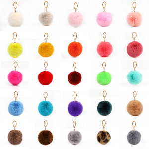 Mode Pom Pom Ball Porte-clés Boule Porte-clés pour Cadeau Moelleux Fourrure Pompon Fourrure Mignon Puffy Lapin En Peluche HY Rond 1pc/opp Sac 2-3 Jours - Product Image 1