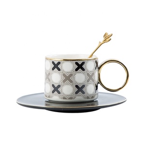 Wholesale Nordic Creative Geometry Pattern Porcelain Tea <b>Cups</b> Ceramic <b>Cup</b> and Saucers - Product Image 3