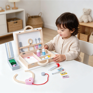 Jeu de rôle, équipement médical, valise de transport, jouet de simulation, ensemble de <span class=keywords><strong>docteur</strong></span> en <span class=keywords><strong>bois</strong></span> pour enfants - Product Image 1